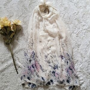 Via Signoria Silk‎ Floral Print Overlay Halter Neck Sleeveless Blouse Size S